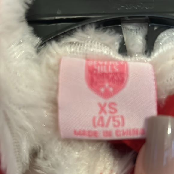 Girls Red Puffer Vest with White Fur - Picture 6 of 9